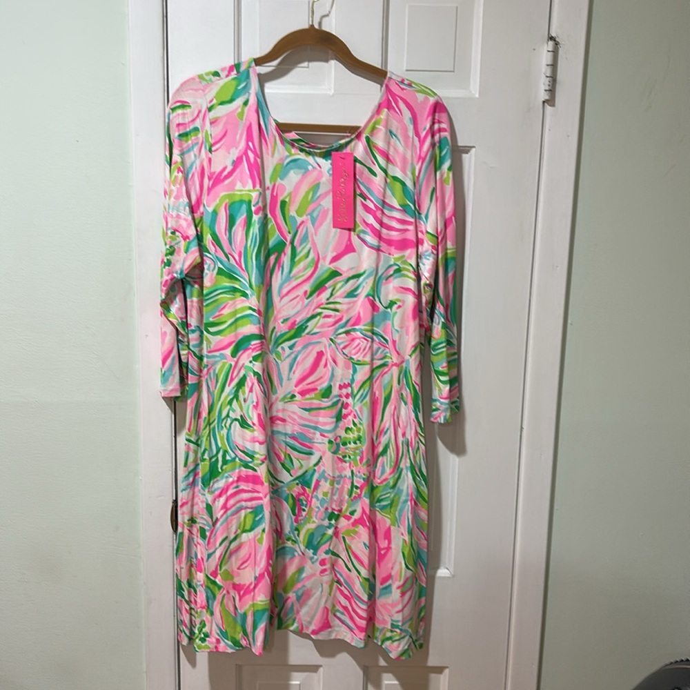 Lilly Pulitzer Tropical Pink and Green Ophelia Dress - Picture 2 of 11
